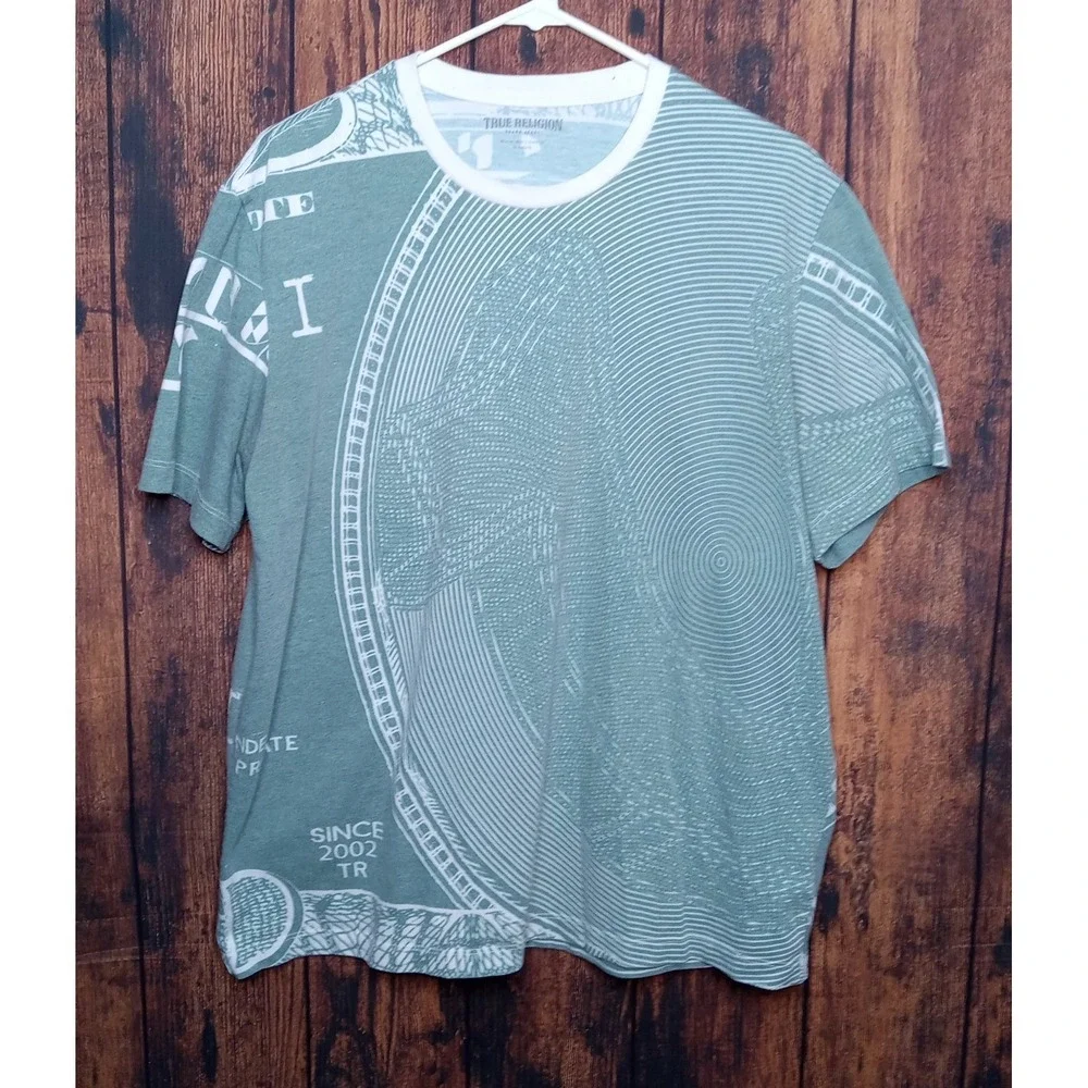 True Religion Men's Short Sleeve Crew Neck T-Shirt Size Medium Green